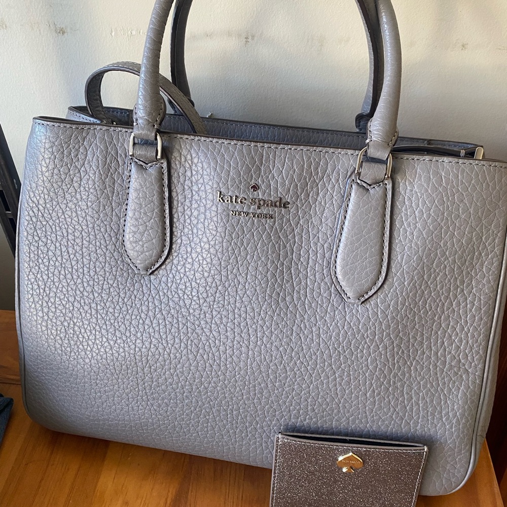 Kate Spade Pebbled Leather Satchel in Gray